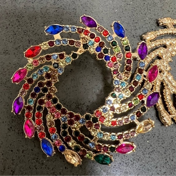 New Starburst Colorful Circular Rhinestone Statement Fashion Jewelry Earrings - Picture 6 of 9